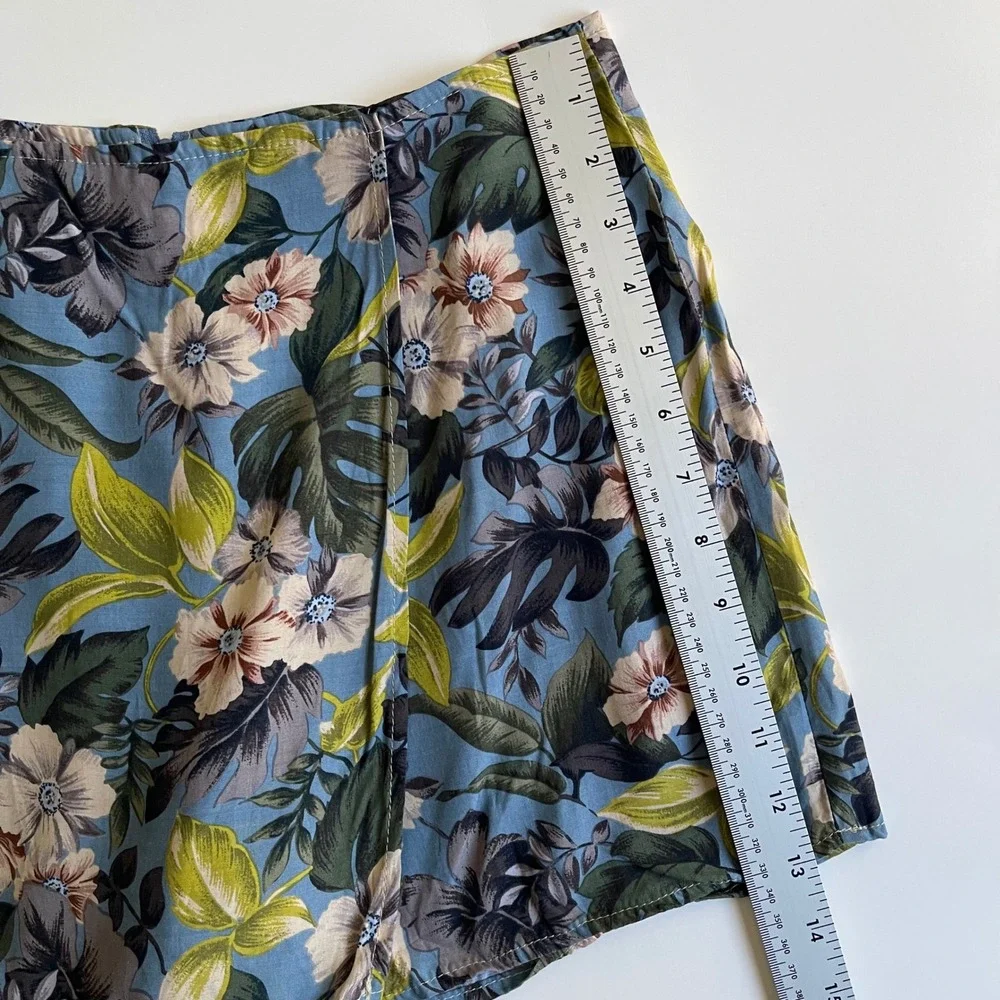 Jonathan Martin‎ Wrap Around Shorts Kids L Blue Floral Tropical Vintage Hawaiian